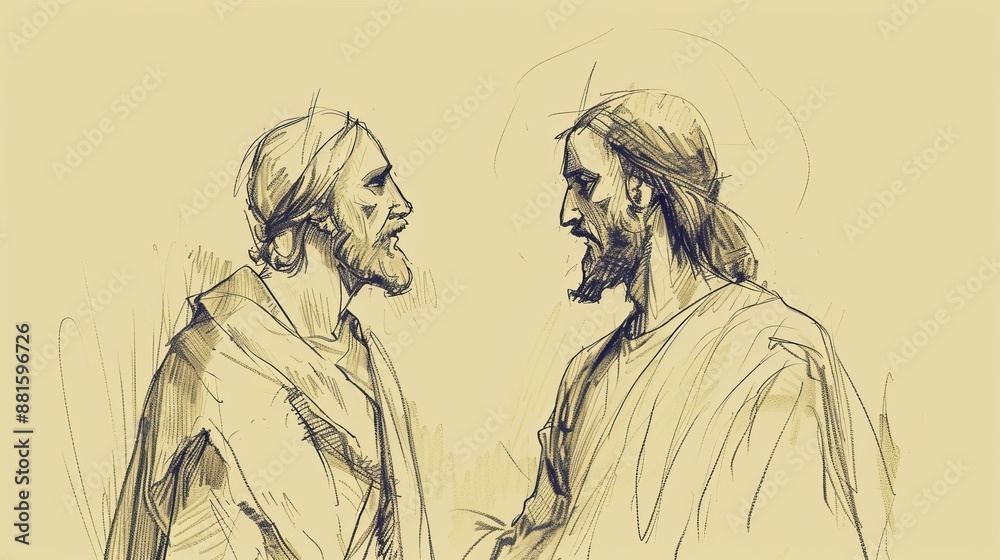 Obraz premium Jesus talking to a man.