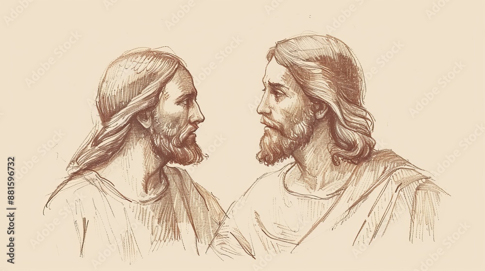 Jesus talking to a man. Jesus talking to a man.