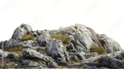 Panoramic rock hills isolated background Generative AI