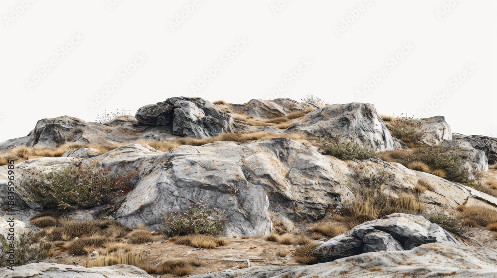 Panoramic rock hills isolated background Generative AI Panoramic rock hills isolated background Generative AI