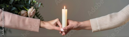 Couple holding hands during a candlelight ritual, Bond, Intimate and meaningful tradition photo