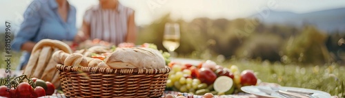 Family enjoying a joyful picnic with cultural foods, Rituals, Joyful and bonding tradition photo