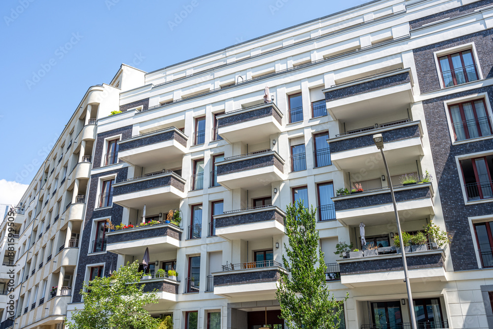 Modern apartment building seen in Berlin, Germany Modern apartment building seen in Berlin, Germany
