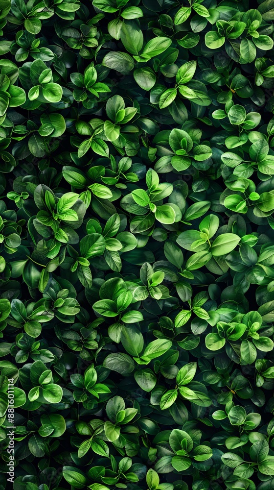 Green leaf pattern background top view. A seamless pattern of vibrant green boxwood leaves Green leaf pattern background top view. A seamless pattern of vibrant green boxwood leaves