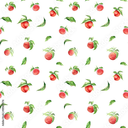 Aquarelle seamless pattern Peaches on the dark Background