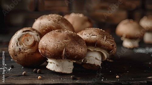 Raw brown champignon mushrooms, ideal for cooking, ready to be prepared in various culinary dishes.