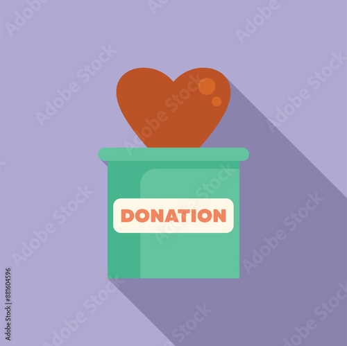 Green donation box with a red heart on top, symbolizing giving and generosity
