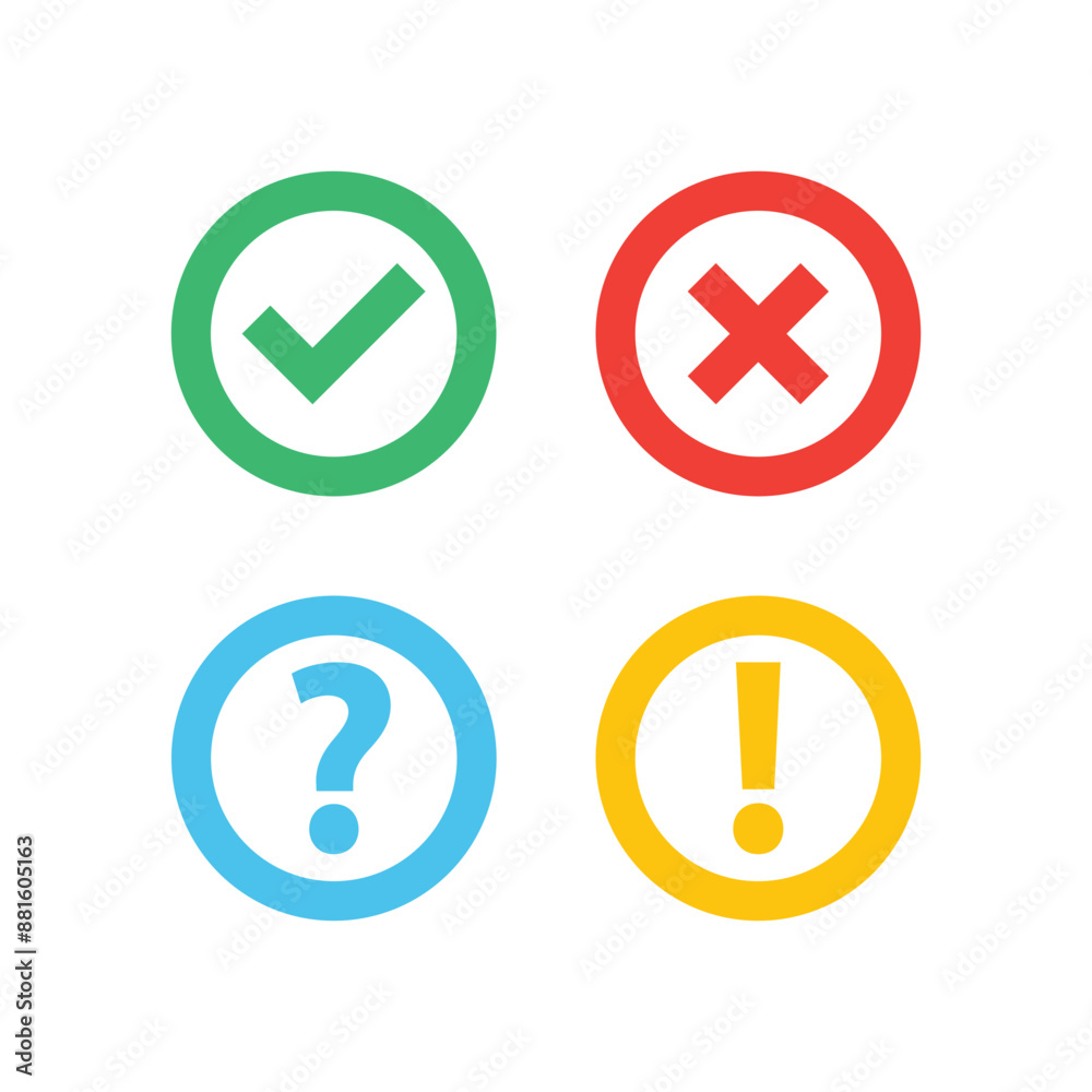 Tick, cross icon button set. Check mark icons. Vector illustration Tick, cross icon button set. Check mark icons. Vector illustration