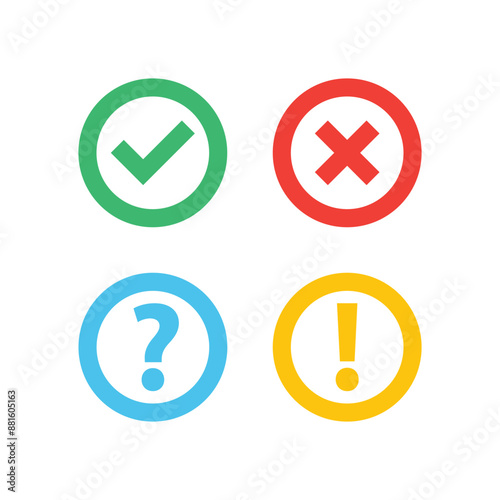 Tick, cross icon button set. Check mark icons. Vector illustration
