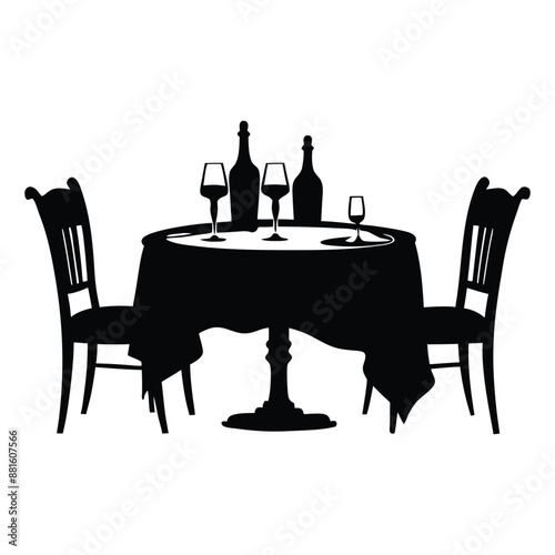 dining table silhouette vector design