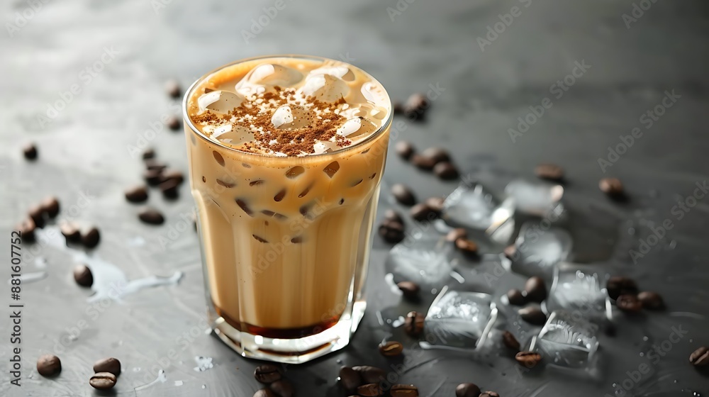 Freshly made coffee latte on ice Freshly made coffee latte on ice