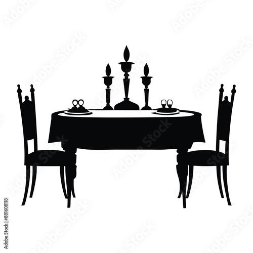 dining table silhouette vector design