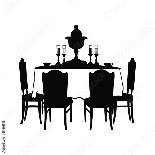 dining table silhouette vector design