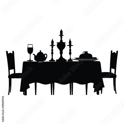 dining table silhouette vector design