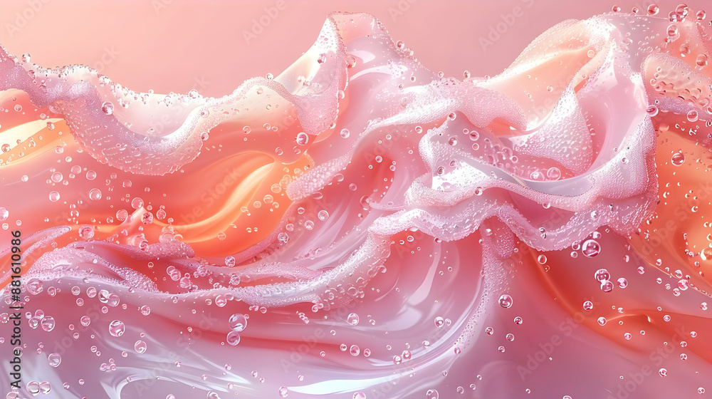 Abstract 3D Pink and Orange Liquid with Bubbles Background Abstract 3D Pink and Orange Liquid with Bubbles Background
