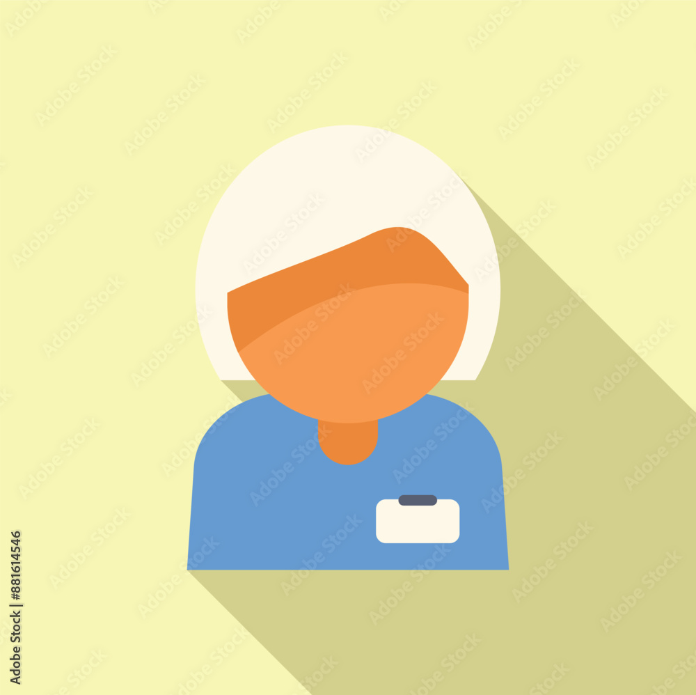 Senior professional woman wearing id badge flat icon design Senior professional woman wearing id badge flat icon design