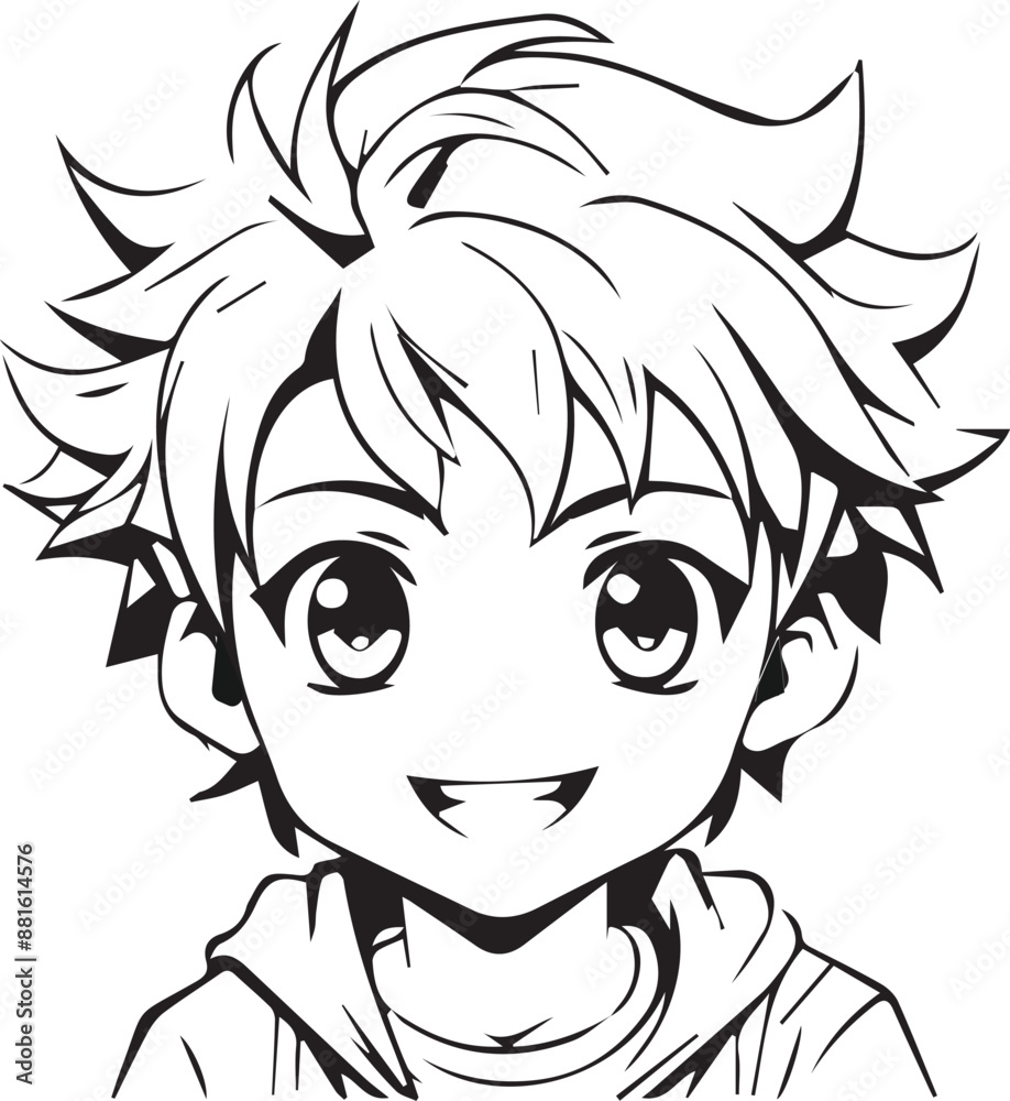 A vector anime character boy smiley face art design A vector anime character boy smiley face art design