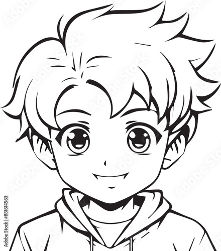 A vector anime character boy smiley face art design