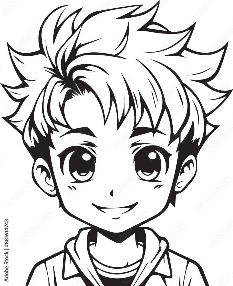 A vector anime character boy smiley face art design A vector anime character boy smiley face art design