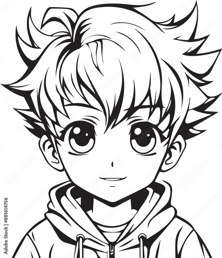 A vector anime character boy smiley face art design A vector anime character boy smiley face art design