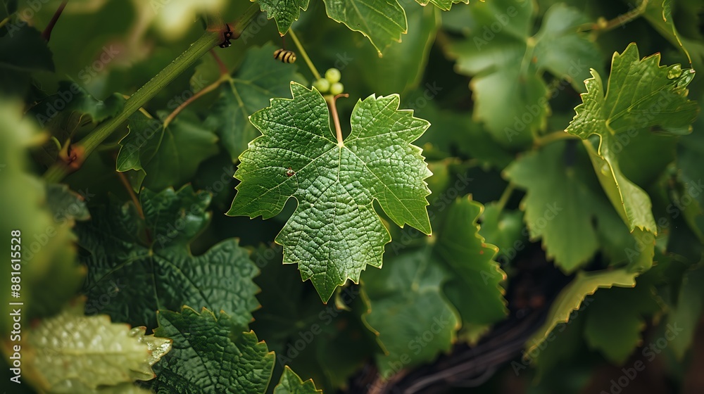 In the backyard young grape leaves are expanding In the backyard young grape leaves are expanding