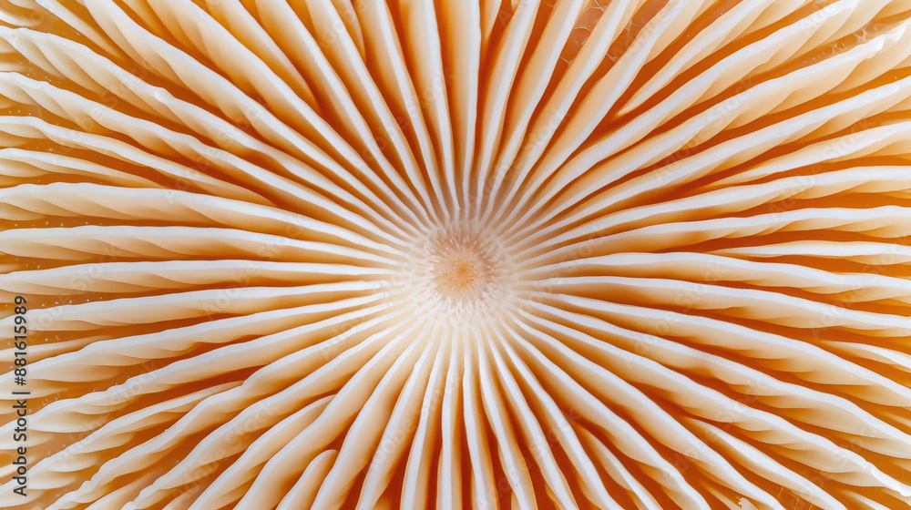 Fototapeta premium Explore the intricate details of mushrooms with closeup shots showcasing ridges, gills, and sections.