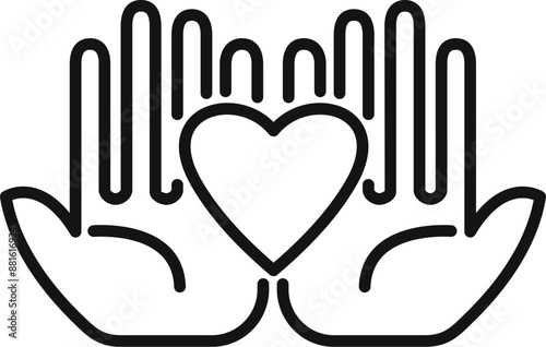 Two hands are holding a heart, representing the concept of charity, love, and donation