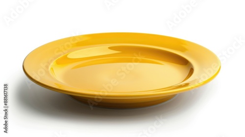 Ceramic yellow plate isolated on white background with clipping path