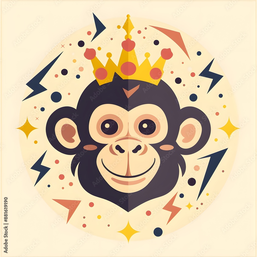 Fototapeta premium monkey with crown vector illustrator