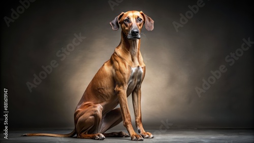 Wide shot of a Azawakh sitting, studio portrait. photo