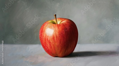 Lovely and tasty apple against a grayish backdrop photo