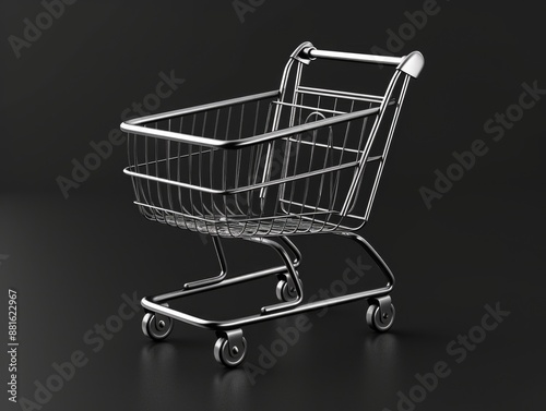 Shopping cart is sitting on black background