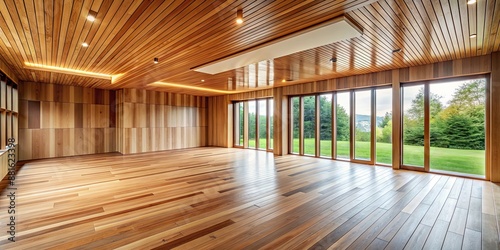 Open and spacious modern wooden room with versatile purpose , minimalist, clean © Sujid
