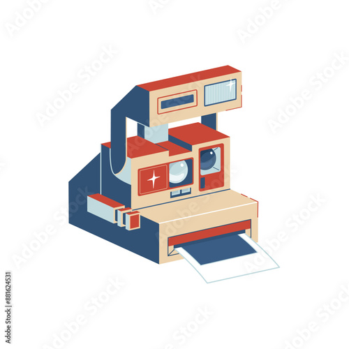 Vintage portable home camera. Retro technology vector illustration. Device from the 1980s - 1990s