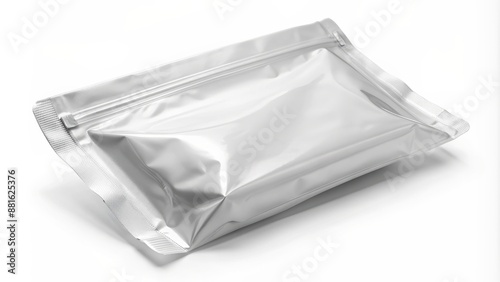 Empty transparent flexible pouch packaging with zipper seal lying isolated on white background awaiting product insertion or labeling. © kansak01