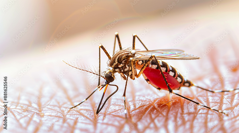 custom made wallpaper toronto digitalDengue hemorrhagic fever, aedes mosquito sucking human blood on skin.