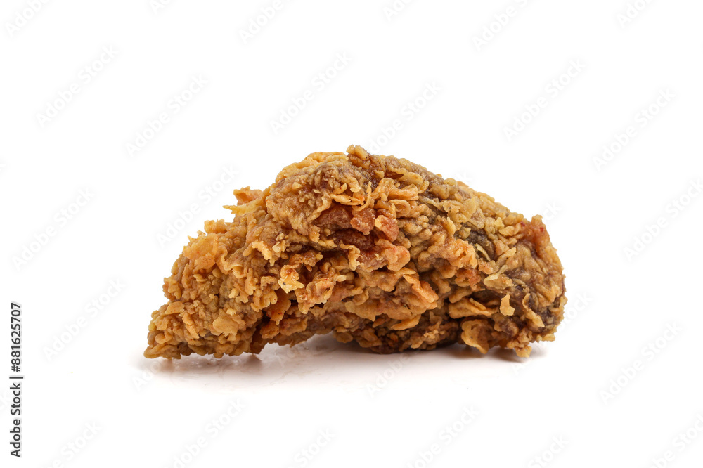 Crispy and crunchy fried chicken. Upper thigh. isolated on white background. perfect for design element, or any commercial purposes. Crispy and crunchy fried chicken. Upper thigh. isolated on white background. perfect for design element, or any commercial purposes.