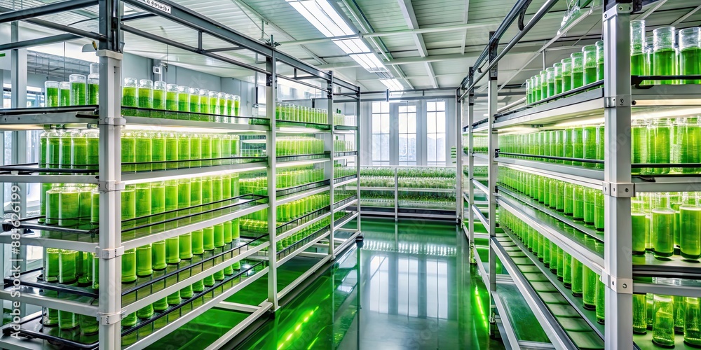 High tech lab cultivating algae for bio fuel production, algae, farm, sustainable, energy, bio fuel, lab High tech lab cultivating algae for bio fuel production, algae, farm, sustainable, energy, bio fuel, lab