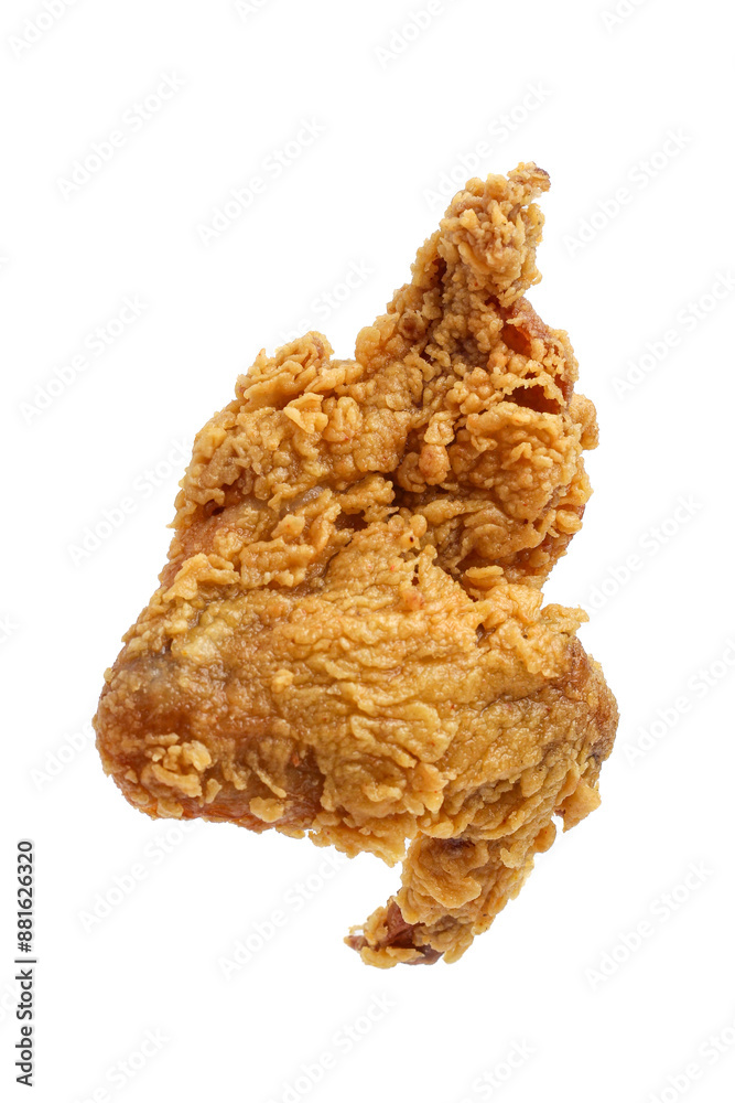 Crispy and crunchy fried chicken isolated on white background. perfect for photo illustration, design element, or any commercial purposes. wing cut.
