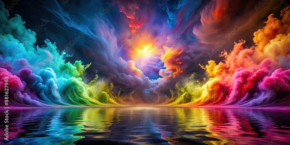 Fototapeta premium High-contrast colorful composition with visual drama and tension, high contrast, colors, visual, drama, tension, vibrant