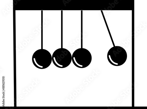 Vector icon of a simple pendulum, object of study of motion and gravitational force, study of physics, exact sciences. diagram in physics, Perpetuum mobile logo. isolated on transparent background.