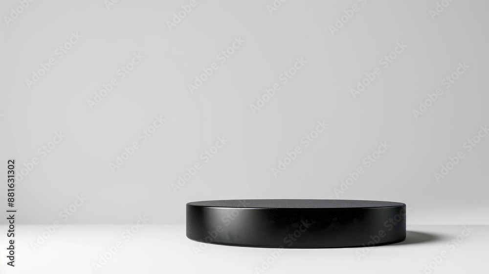 Black metal table on a white background with space for design and product presentation Black metal table on a white background with space for design and product presentation