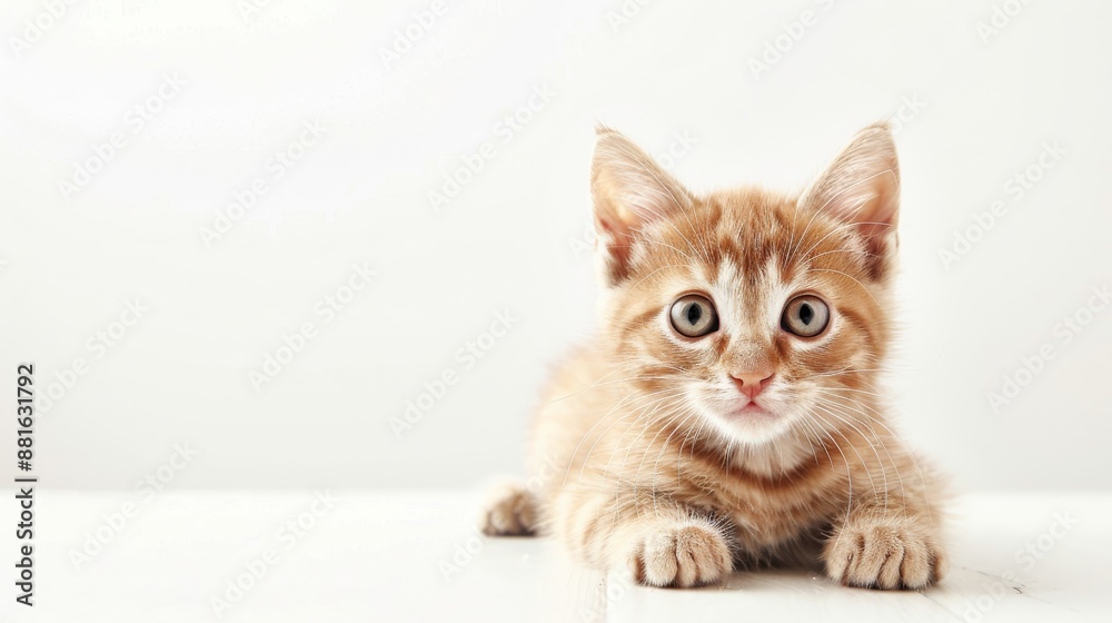 Adorable Kitten on Isolated White Background - Perfect for Presentations and Backdrops Adorable Kitten on Isolated White Background - Perfect for Presentations and Backdrops