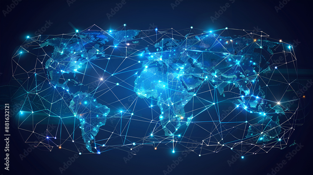 An Abstract World Map of International Networks, Data Transfer, and Cyber Technology in Global Business An Abstract World Map of International Networks, Data Transfer, and Cyber Technology in Global Business