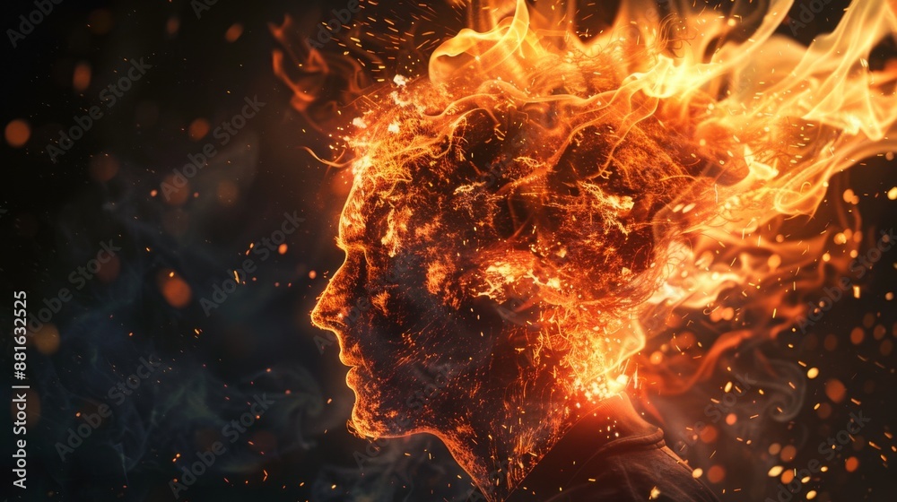 Burning Head Profile. Burning Head Profile.