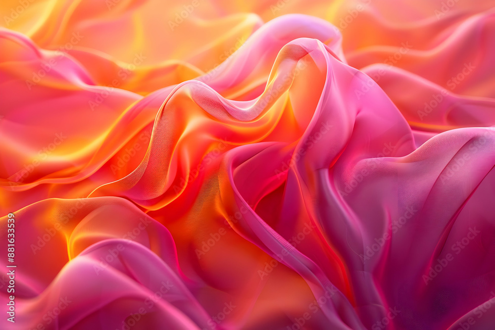 Abstract Fabric Waves in Pink and Orange Illustration Abstract Fabric Waves in Pink and Orange Illustration