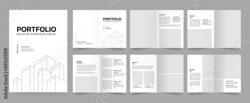 Architecture portfolio template or Portfolio layout design. A4 size brochure design for interior