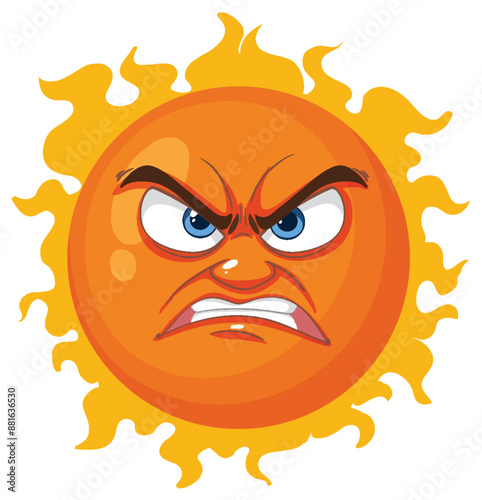 A furious sun with an intense expression