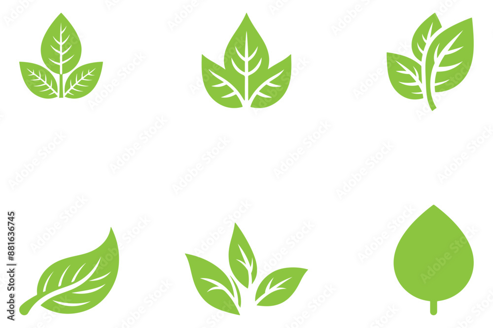 Set of Freen Leaves that can be used as Ecology and Nature elements in vector icon designs Set of Freen Leaves that can be used as Ecology and Nature elements in vector icon designs