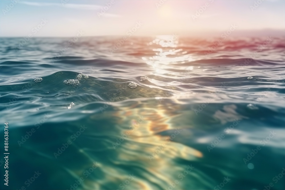 Obraz premium Abstract Blur of Light on Clear Sea and Ocean Water, abstract, blur, light, sea, ocean, clear water, water, reflection, bokeh, serene, tranquil, nature